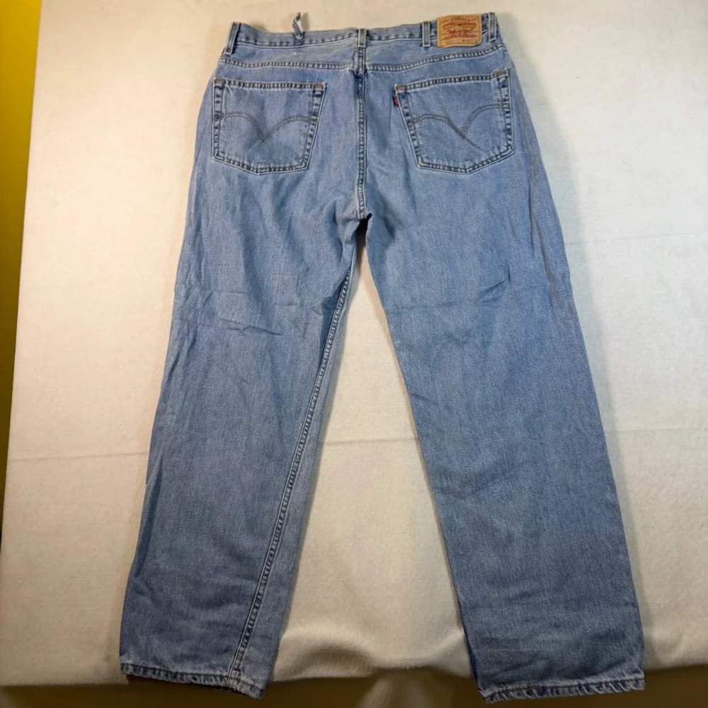 Levis 550 Relaxed Fit Tapered Leg Light Wash Blue Denim Jeans Mens 40x32